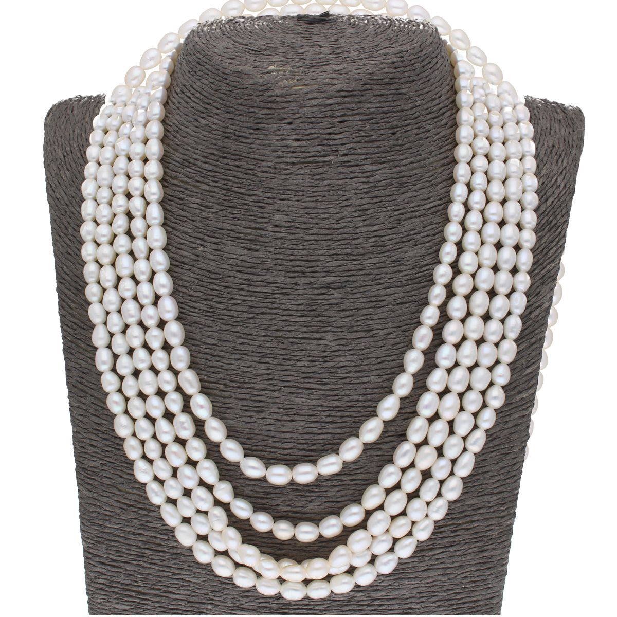 J Pearls 5 Line Plain Oval Pearl Set - Real Pearl Jewelry - Grab2buy
