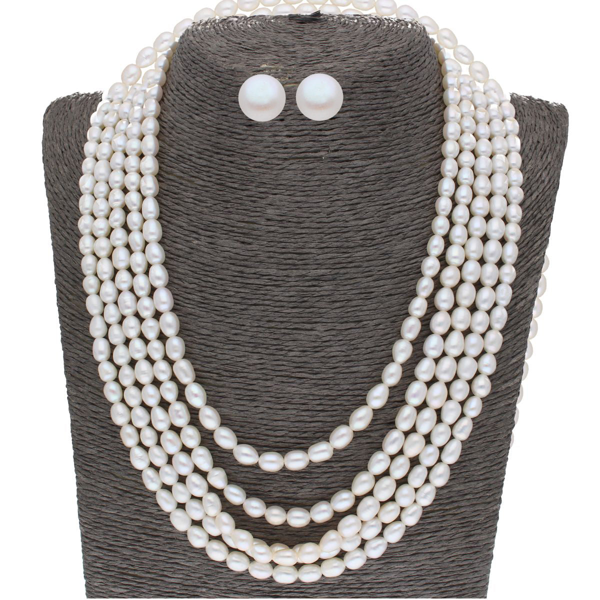 J Pearls 5 Line Plain Oval Pearl Set - Real Pearl Jewelry - Grab2buy