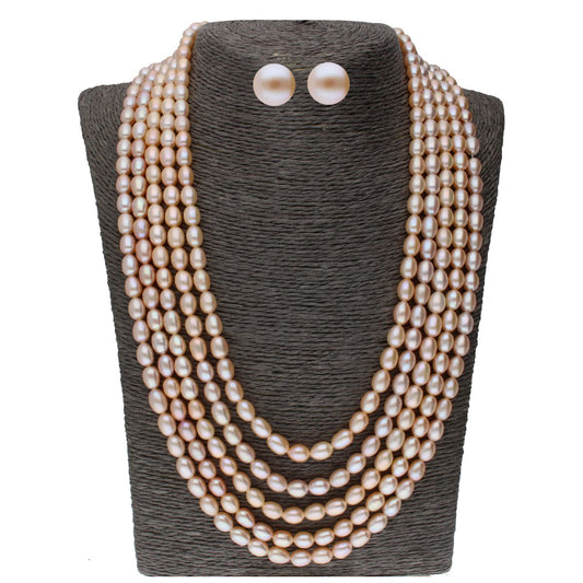 J Pearls 5 Line Oval Pearl Set - Real Pearl Jewelry - Grab2buy