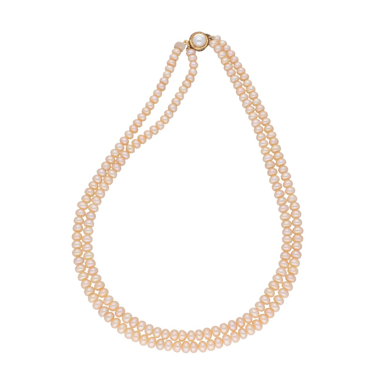 J Pearls 2 Line Button Peach Pearl Set - Real Pearl Jewelry - Grab2buy