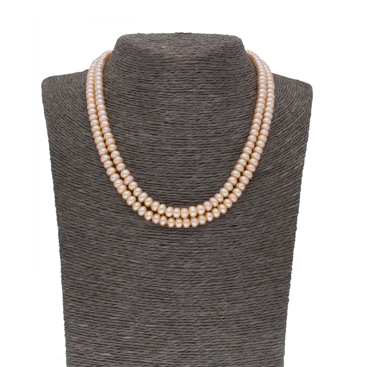 J Pearls 2 Line Button Peach Pearl Set - Real Pearl Jewelry - Grab2buy