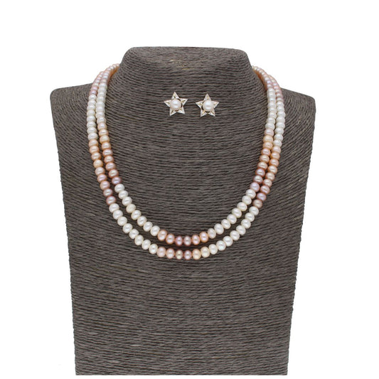 J Pearls 2 Line Mutli-Color Button Pearl Set - Real Pearl Jewelry - Grab2buy