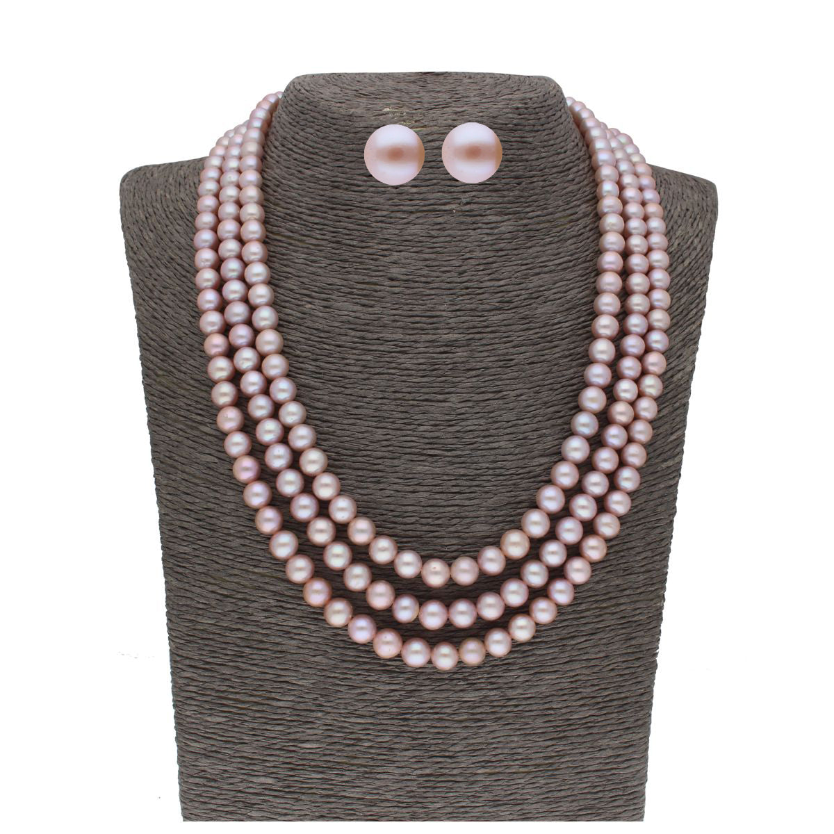 J Pearls 3 Line 8-9Mm Round Pearl Set - Real Pearl Jewelry - Grab2buy