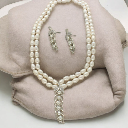 J Pearls Dual Line Iconic Pearl Necklace Set | Grab2Buy