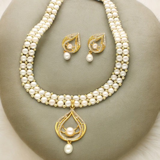 J Pearls Spectacular Dual Line Pearl Necklace Set | Grab2Buy