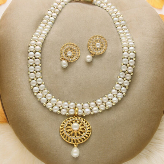 J Pearls Picturesque Dual Line Pearl Necklace Set | Grab2Buy