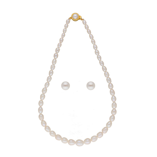 J Pearls White Graded Oval Pearl Necklace - Real Pearl Jewelry - Grab2buy