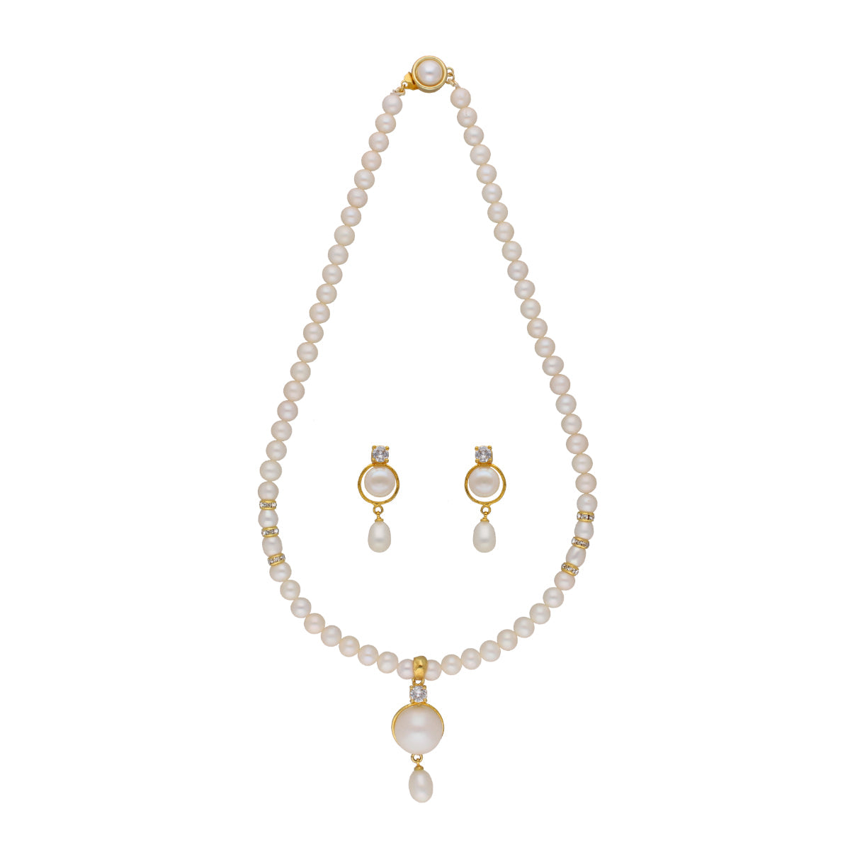 J Pearls Elegant Single Drop Pearl Set - Real Pearl Jewelry - Grab2buy