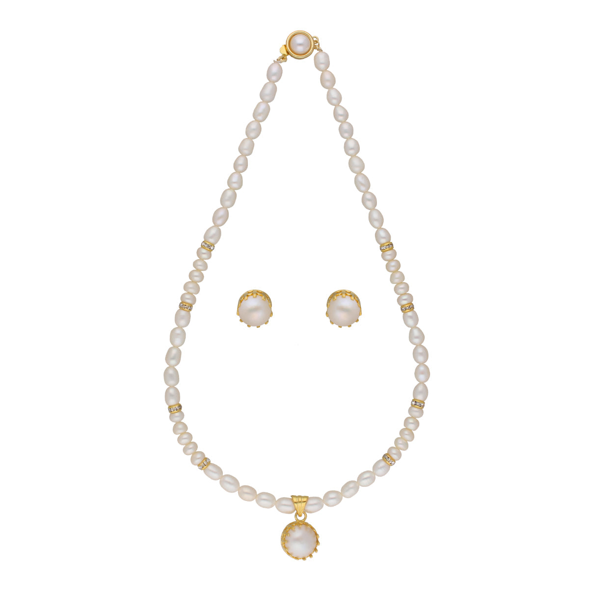 J Pearls Single String Fashionable Pearl Set - Real Pearl Jewelry - Grab2buy