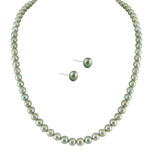 J Pearls Simple Grey Pearl Set - Real Pearl Jewelry - Grab2buy