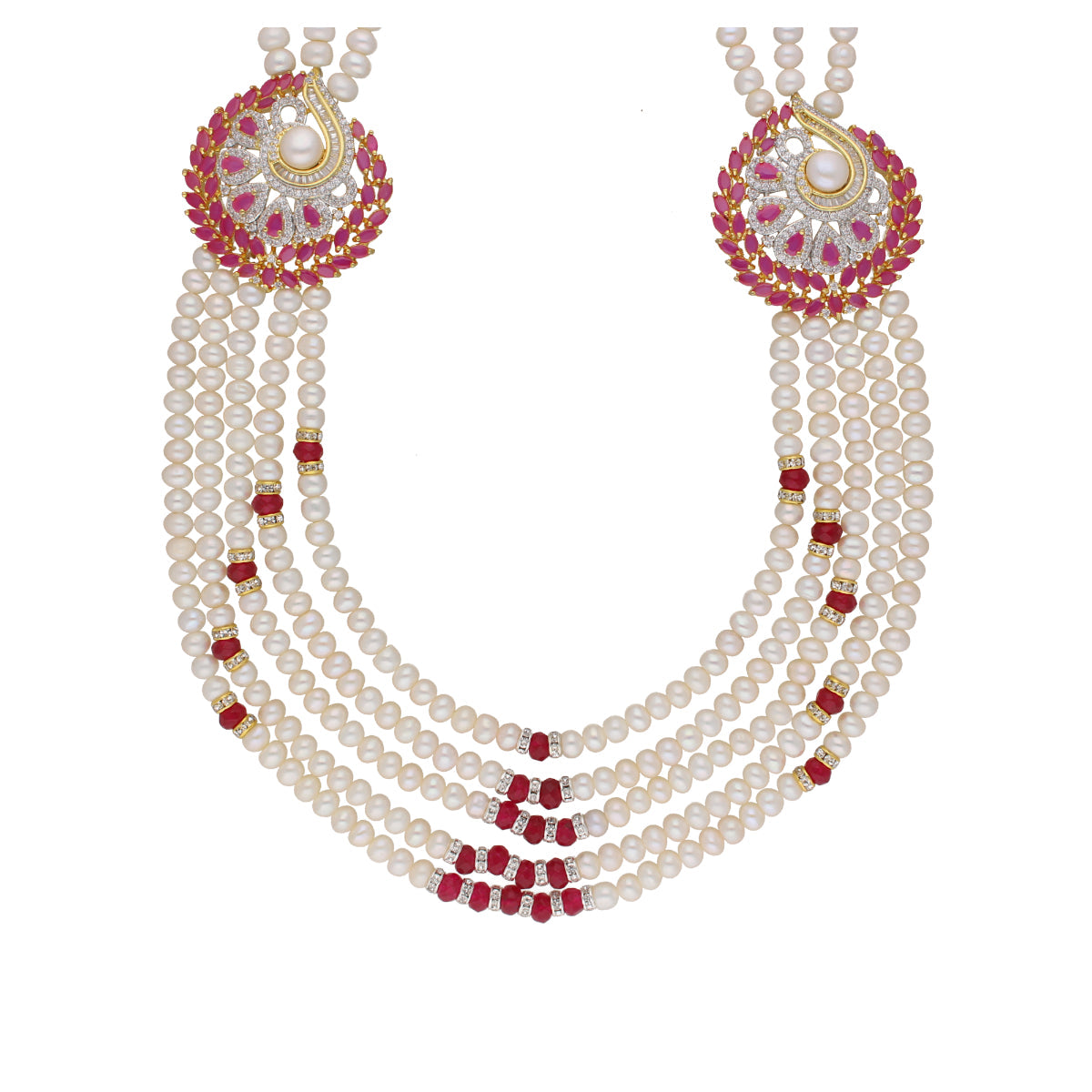 J Pearls Abarna 5 Lines Pearl Sets - Real Pearl Jewelry - Grab2buy