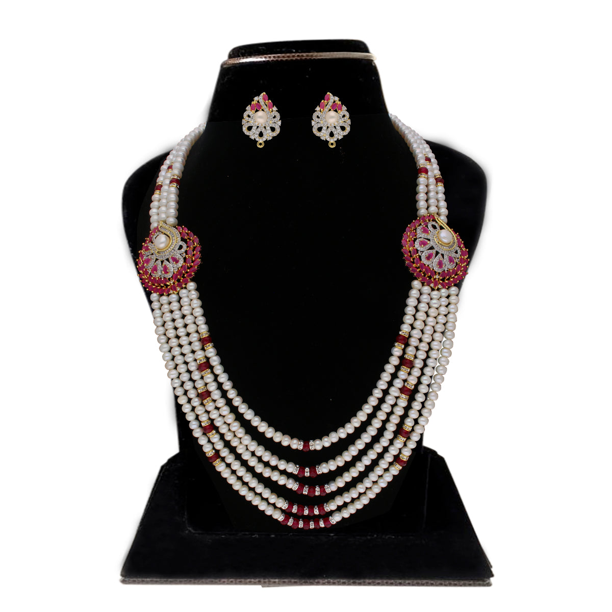 J Pearls Abarna 5 Lines Pearl Sets - Real Pearl Jewelry - Grab2buy