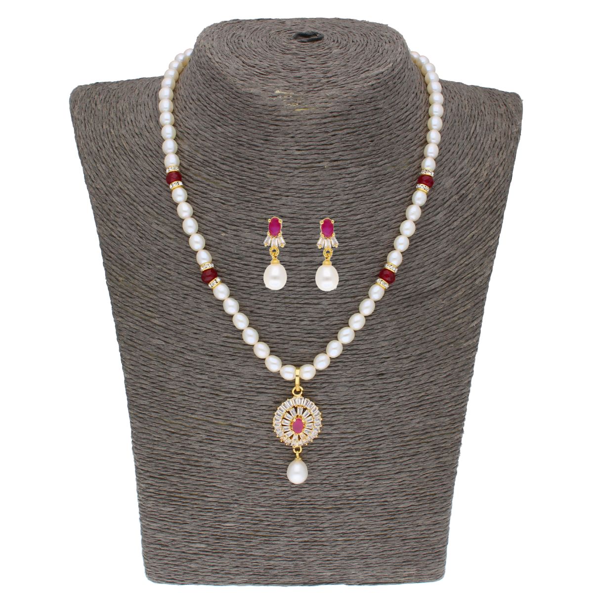 J Pearls Haarshini Pearl Set - Real Pearl Jewelry - Grab2buy
