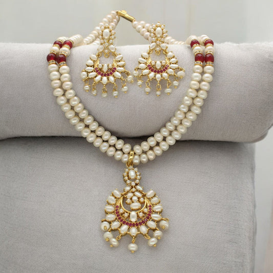 J Pearls Ishir Glowing Pearl Necklace Set | Grab2Buy