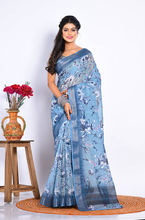 Morchari Semi Digital Print Saree - Multicolour