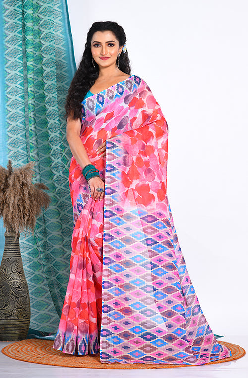 Morchari Semi Digital Print Saree - Multicolour