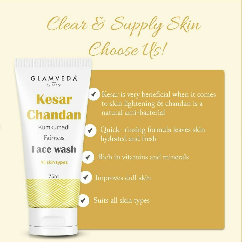 Glamveda Kesar Chandan Kumkumadi Fairness Face Wash - Grab2buy