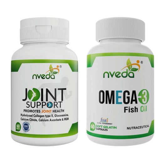 Nveda Omega 3 Fish Oil Capsules and Joint Support Tablets Combo - Grab2buy