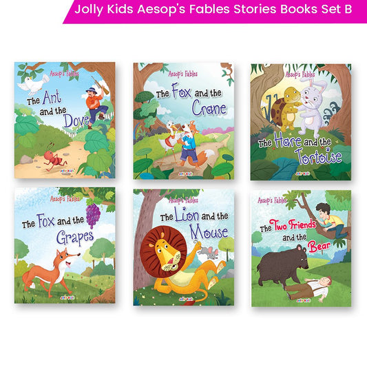 Jolly Kids Aesop's Fables Stories Books B Set of 6| Bedtime Moral Stories For Kids Ages 3-6 Years