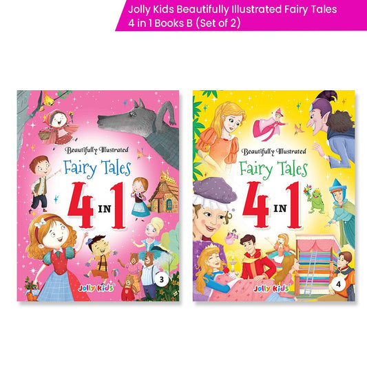 Jolly Kids Beautifully Illustrated Fairy Tales 4 in 1 Books B Set of 2| Ultimate Collection of Bedtime Megical Stories For Children Ages 3-8 Years