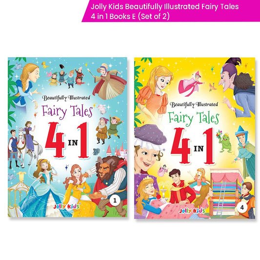 Jolly Kids Beautifully Illustrated Fairy Tales 4 in 1 Books E Set of 2| Ultimate Collection of Bedtime Megical Stories For Children Ages 3-8 Years
