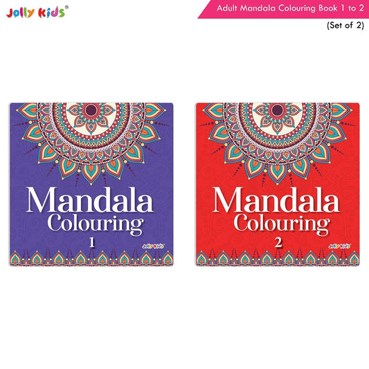 Jolly Kids Adults Mandala Colouring Books A Set of 2| Ideal For Stress Relieving, Relaxing & Meditation Books for Teenager