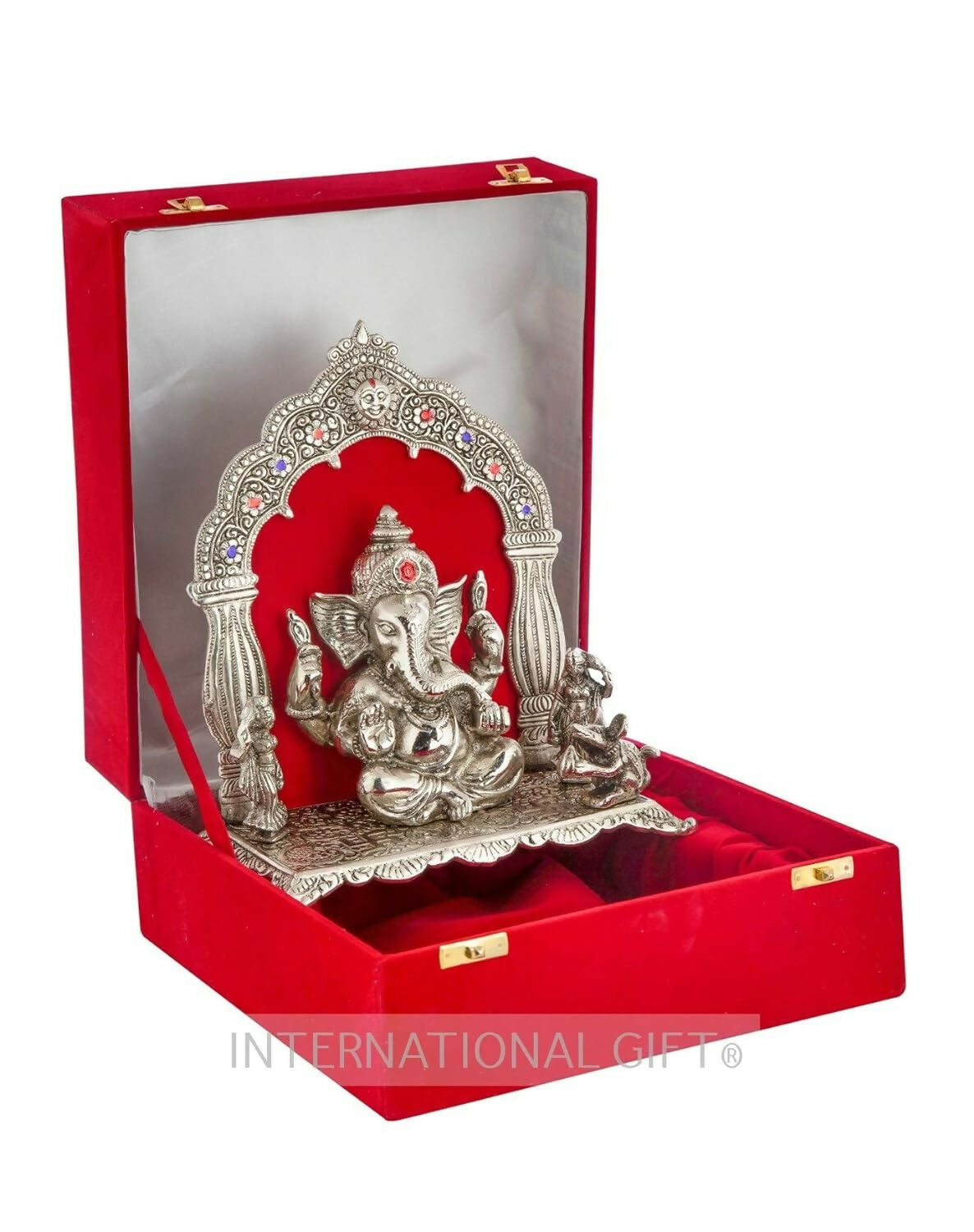 International Gift Silver-Plated Oxidized Finish Ganesha Idol - Grab2buy