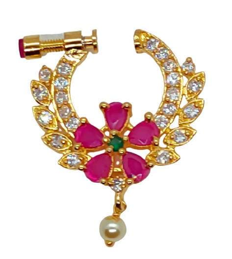 Multicolor AD Floral Nose Ring