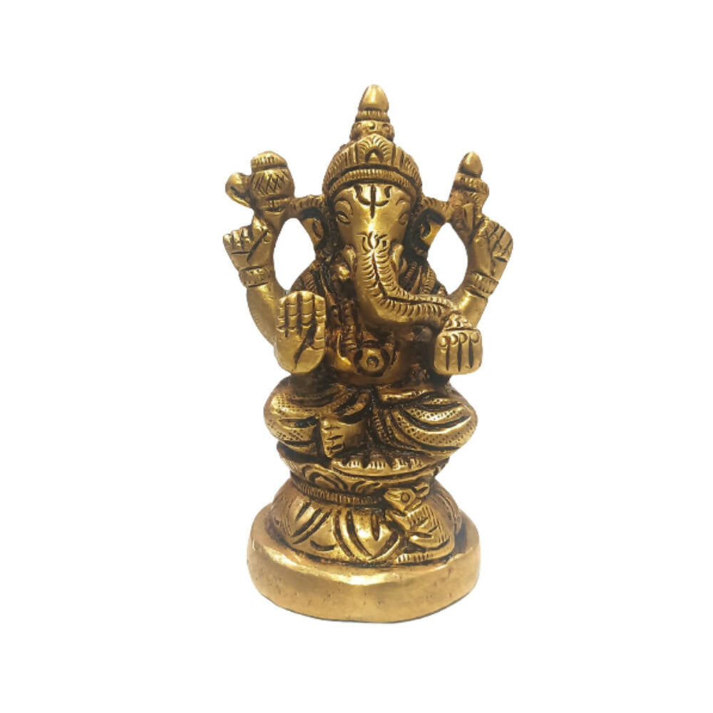 Tamas Brass Handmade Vinayakmoorti Ganesha Statue (Golden) - Grab2buy