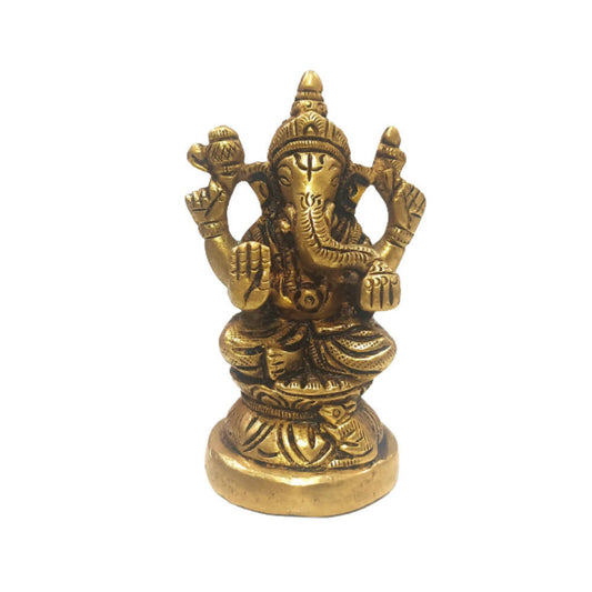 Tamas Brass Vinayakmoorti Ganesha Statue | Golden | Pooja Decor