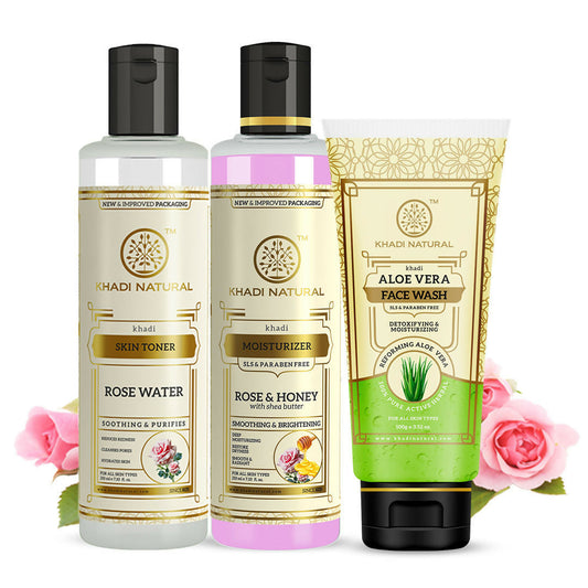 Khadi Natural Glowing Skin Combo - Wash, Tone & Moisturize Grab2Buy Khadi Natural Grab2Buy