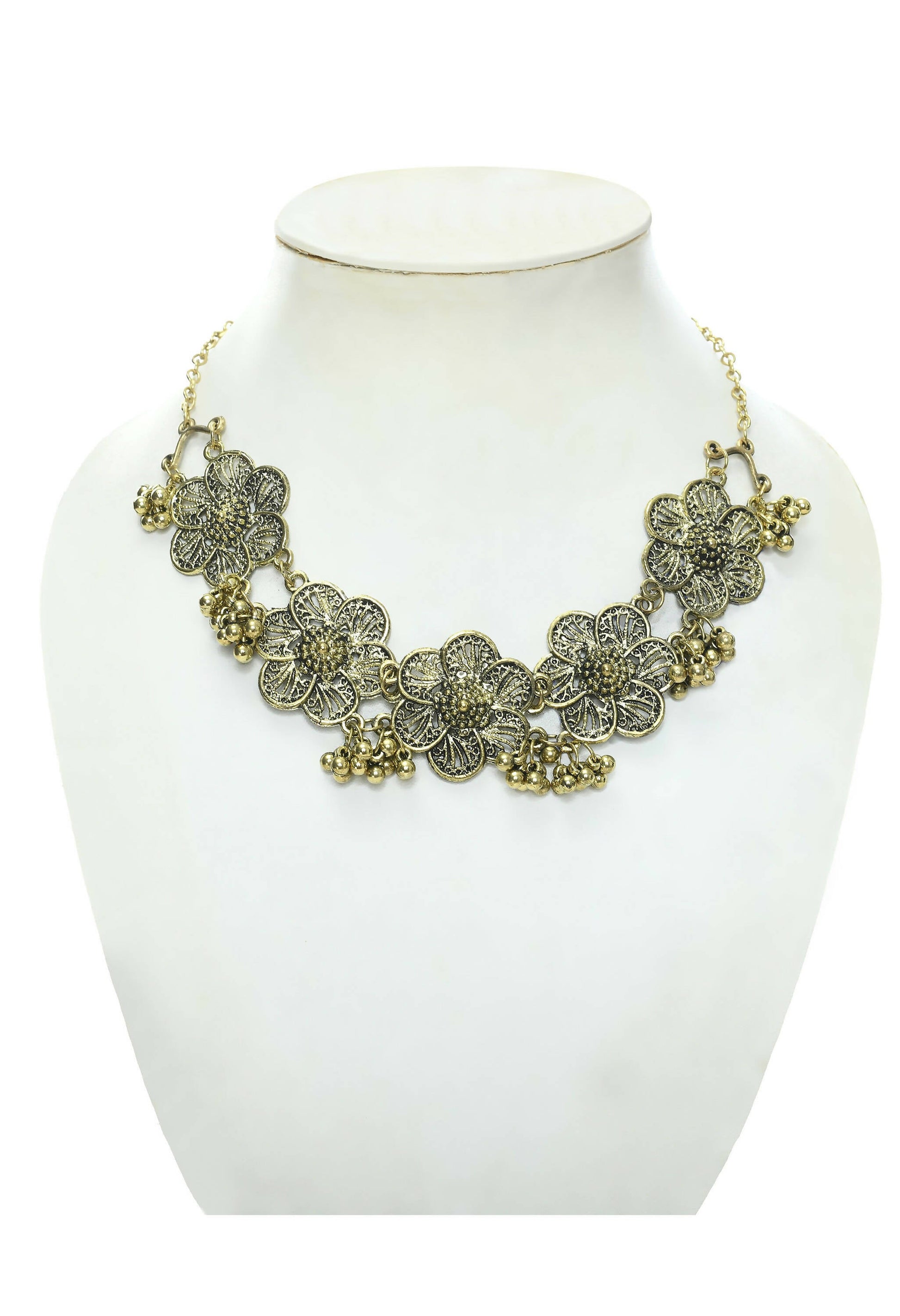 Mominos Fashion Johar Kamal Golden-Plated Brass Finish Floral Desgin Choker For Women - Grab2buy