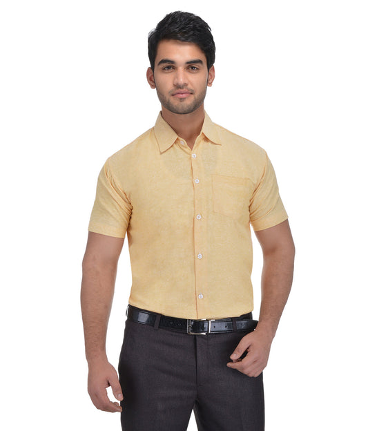 RIAG Beige Men's Half Sleeves Solid Shirt