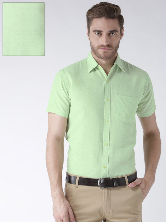 RIAG Green Men's Half Sleeves Solid Shirt
