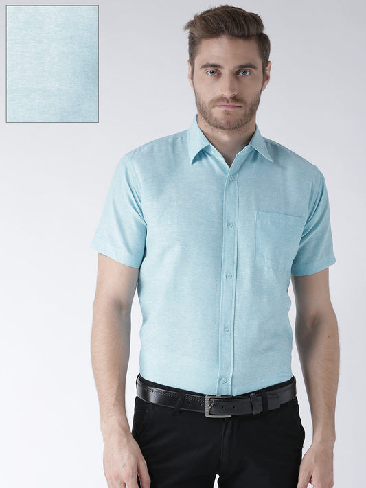 RIAG Blue Men's Half Sleeves Solid Shirt
