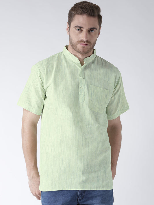 RIAG Men's Green Cotton Short Ethnic Kurta