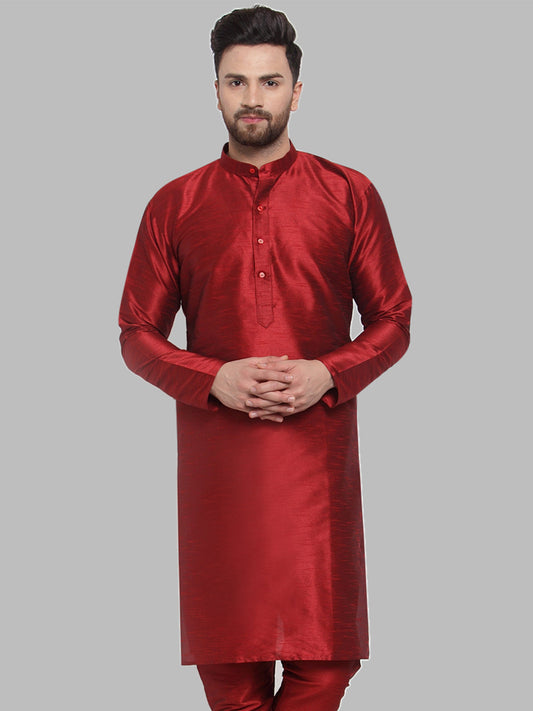 Jompers Men Maroon Solid Kurta Only