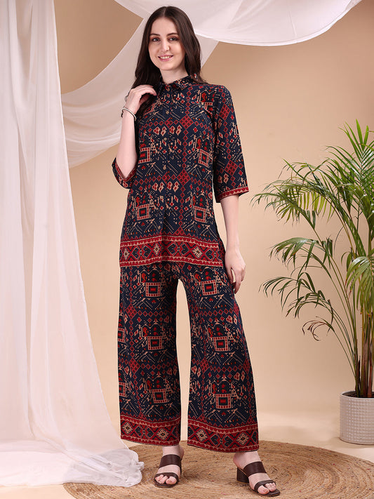 Printed Versatile Co-Ords, Navy Blue - Hiral Fashion