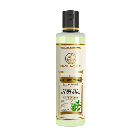 Khadi Natural Herbal Green Tea & Aloevera Hair Conditioner SLS & Paraben Free - 210ml