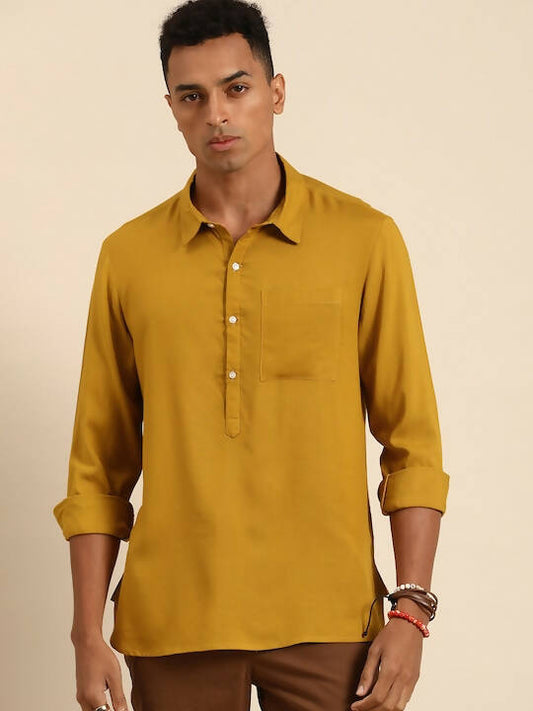 Mustard Men Rayon Boxy Opaque Casual Shirt - Mahotsav