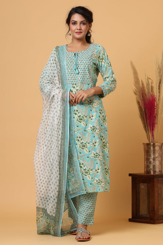 Kaajh Women's Green Mirror Embroidered Suit Set