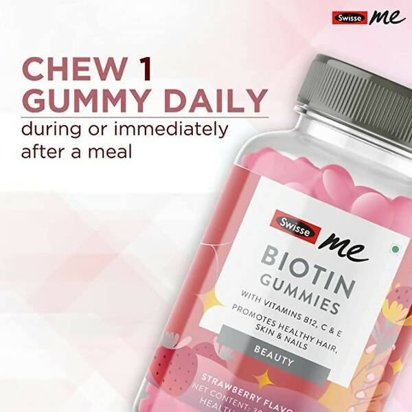 Swisseme Biotin Gummies With Vitamin B12, C & E For Healthy Hair & Nails - Grab2buy