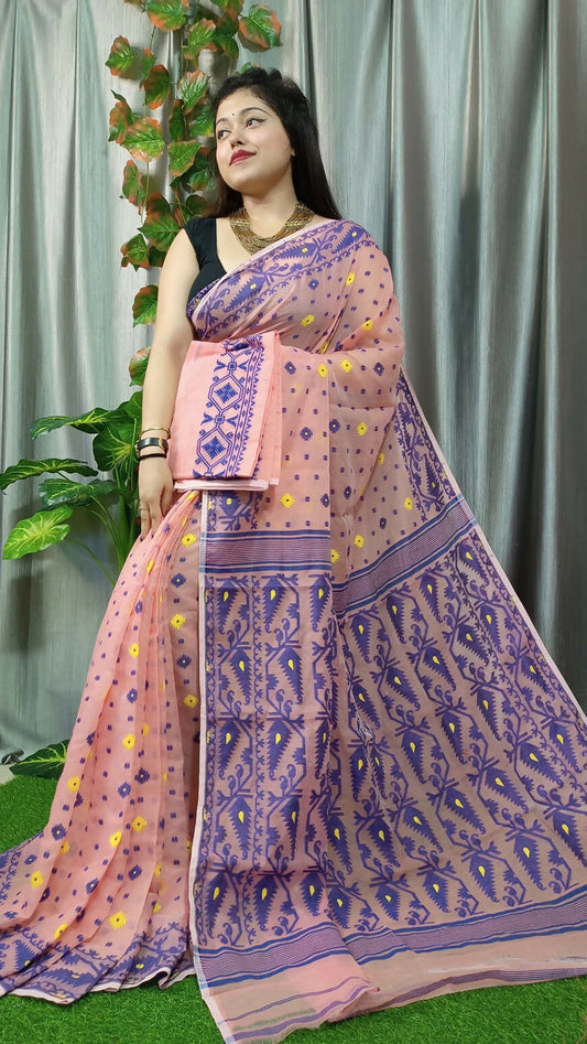 Exclusive Collection Light Orange Beautiful Jamdani Collection Grab2Buy