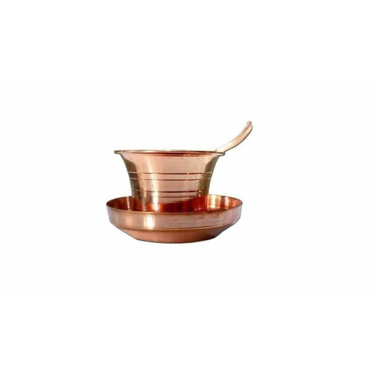 Copper Pancha Pathra Udharini(Spoon) with plate - Grab2buy