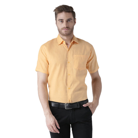 RIAG Yellow Men's Half Sleeves Solid Shirt