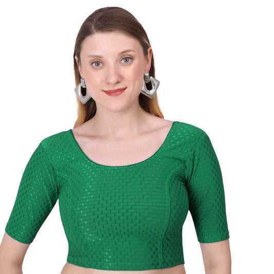 Vamika Cotton Lycra Stretchable Fabric Green Stretchable Blouse