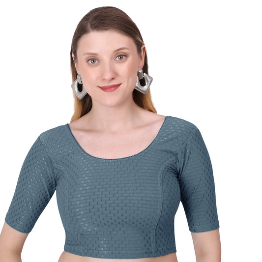 Vamika Cotton Lycra Stretchable Fabric Grey Stretchable Blouse
