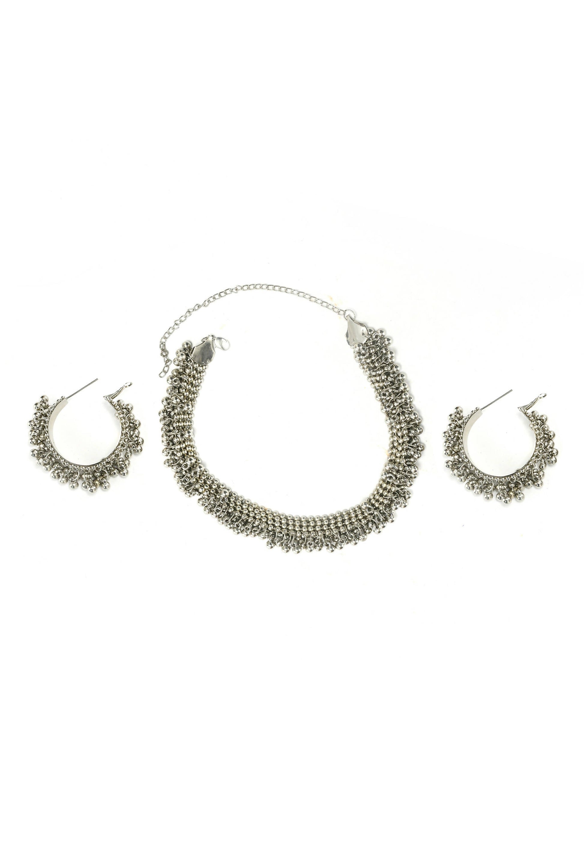 Mominos Fashion Johar Kamal Silver-Plated Brass Finish Ghungroo Work Choker For Women - Grab2buy