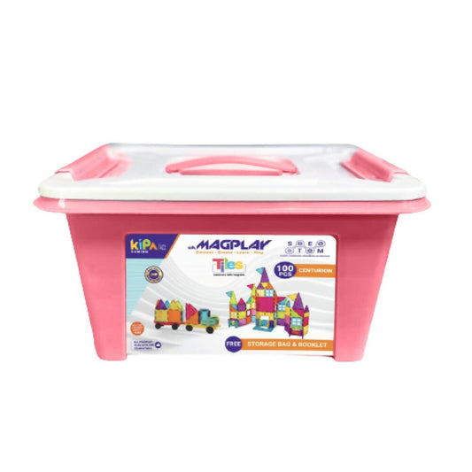 Kipa MagPlay Centurian 100 Pieces Magnetic Tiles Set Constructing and Creative Learning Educational Stem Toy with Smart Outdoor BagPack Kids