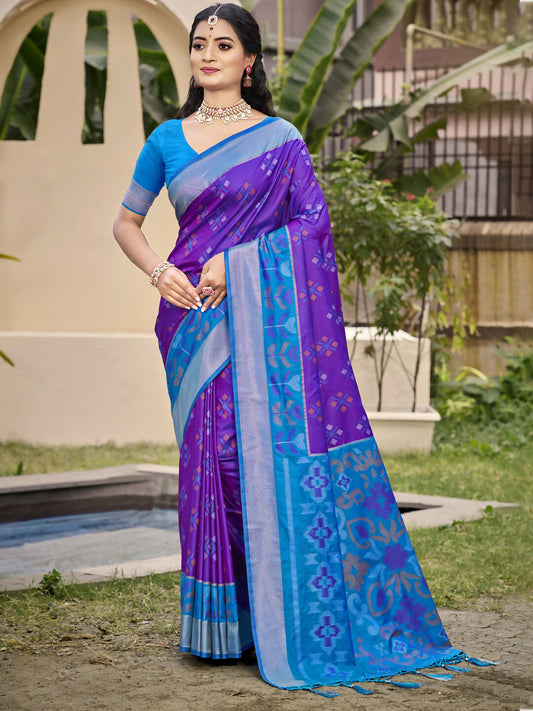 Shree Shyam Fashion Pochampalli Silk Violet Saree